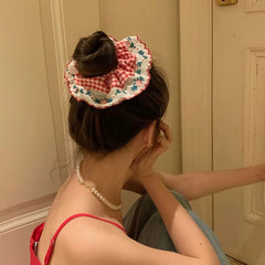 Embroidered Floral Scrunchie
