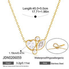 Floral Heart Crystal Necklace