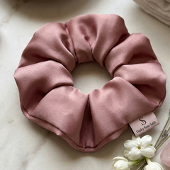 Dusty Rose Satin Scrunchie
