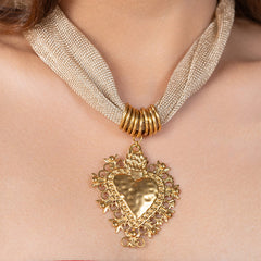 Golden Heart Medallion Necklace