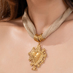 Golden Heart Medallion Necklace