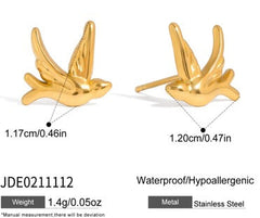 Golden Bird Stud Earrings
