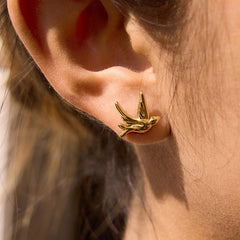 Golden Bird Stud Earrings