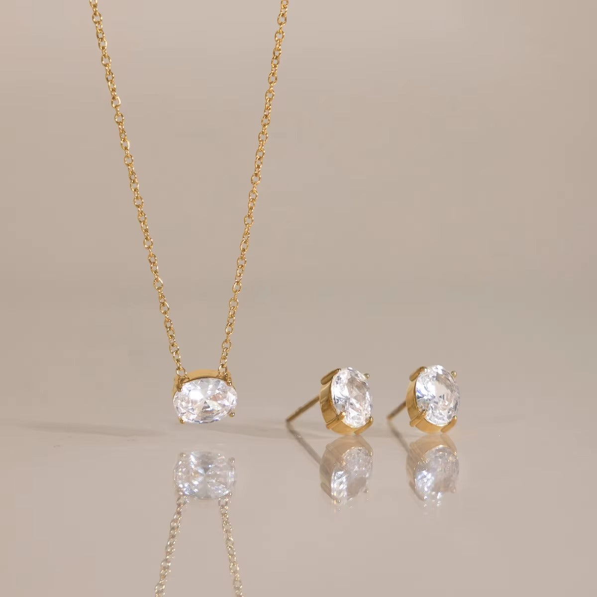 Oval Crystal Jewelry Set