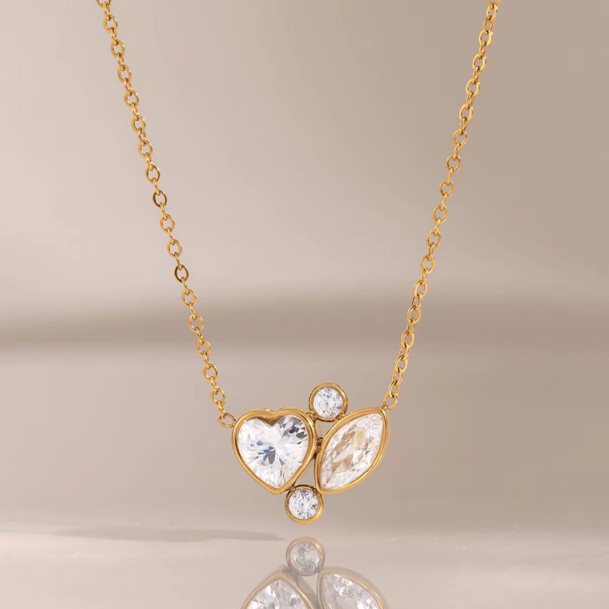 Floral Heart Crystal Necklace
