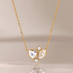 Floral Heart Crystal Necklace