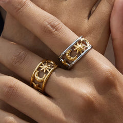 Sun and Moon Charm Ring