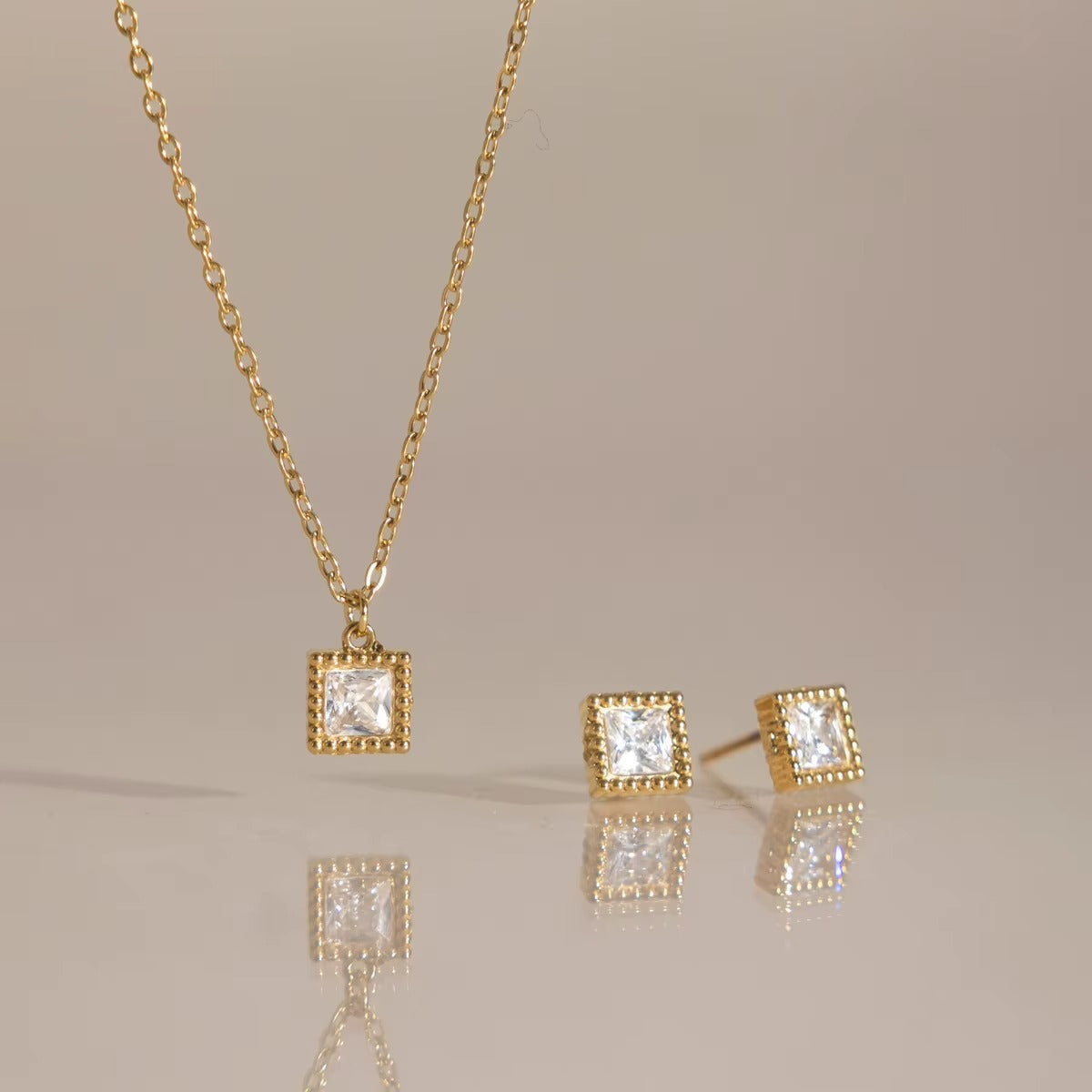 Square Crystal Jewelry Set