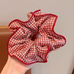 Red Plaid Check Scrunchie